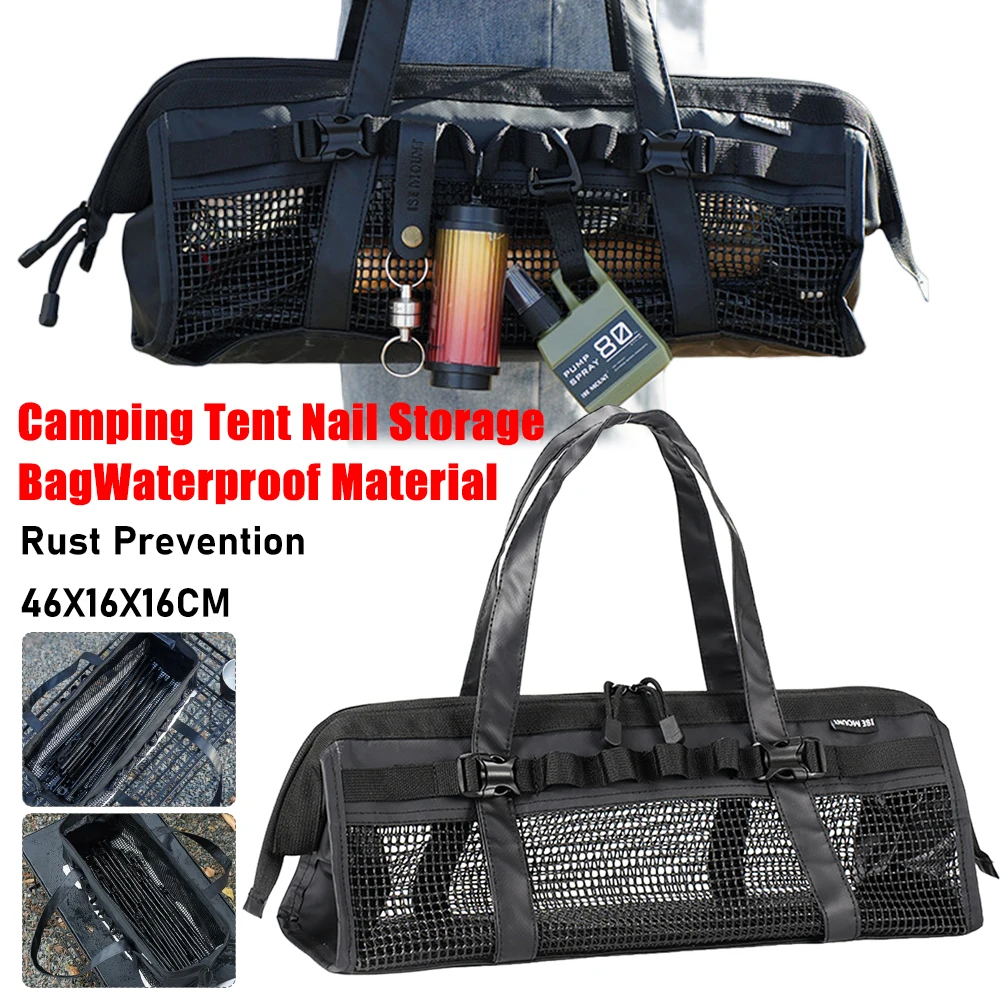 Tent Peg Sundries Bag Mesh Breathable Floor Stake Storage Bags Ground Nail Storage Pouch Camping Sundries Handbag Outdoor Tools storage bag,camping storage bag