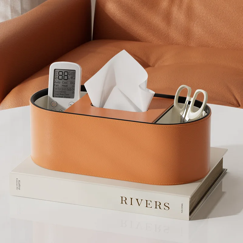 Simple PU Leather Tissue Box Big Thickened Desktop Storage Rack Home Decor Paper Napkin Holder For Office Table Countertop