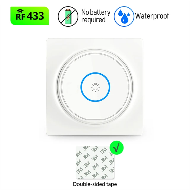 Wireless Smart Light Switch No Need Battery Push Button Switch Self