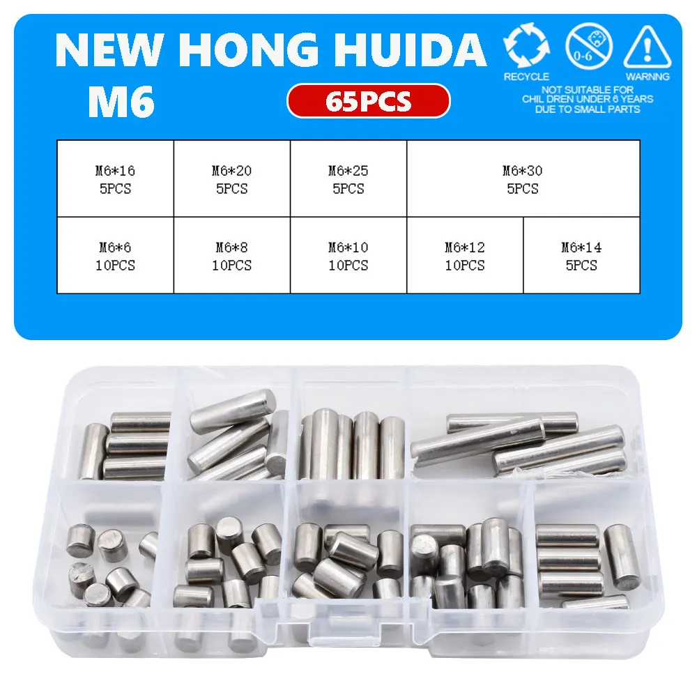 Cylindrical Pin Locating Dowel 304 Stainless Steel Assortment Kit M1 M1.5 M2 M2.5 M3 M4 M5 M6