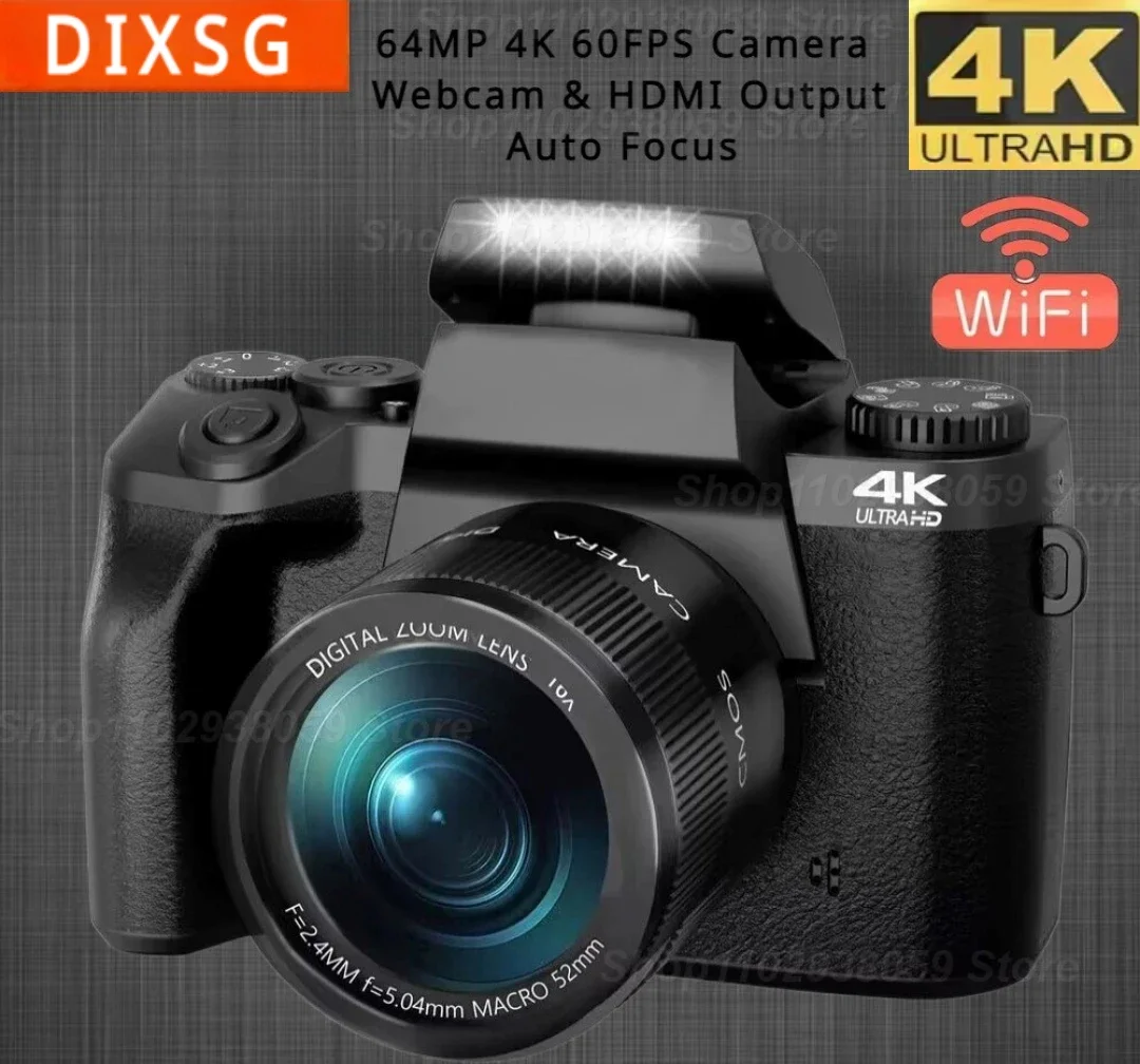 AutoFocus64MPDigitalCameraSLRDSLRforPhotography4K60FPSVlog