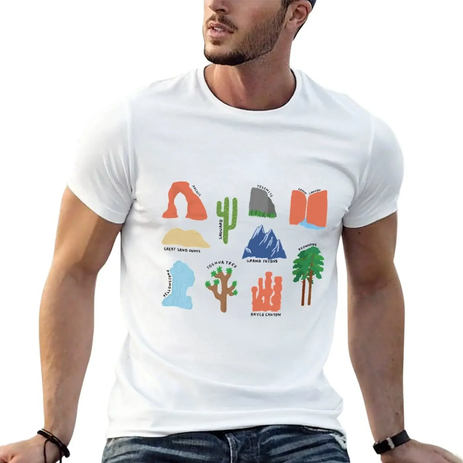 

National Parks Print T-Shirt customs design your own cute tops plain black t shirts men