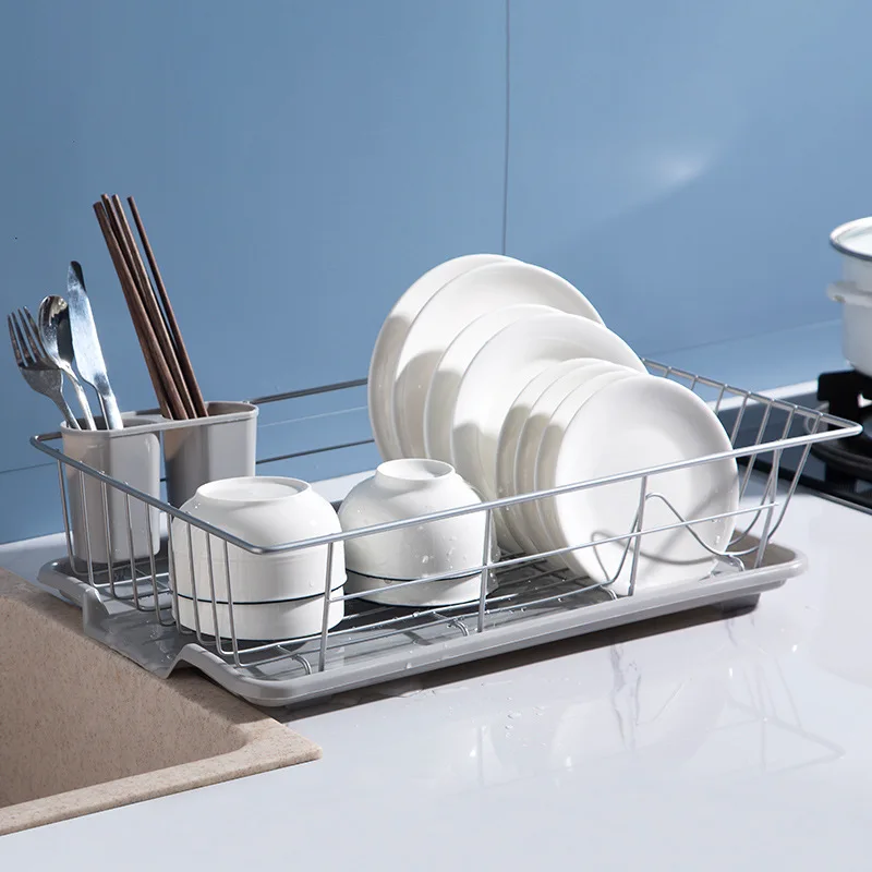 1pc Japanese Style Simple Dish Drying Rack With Drain Board, Space