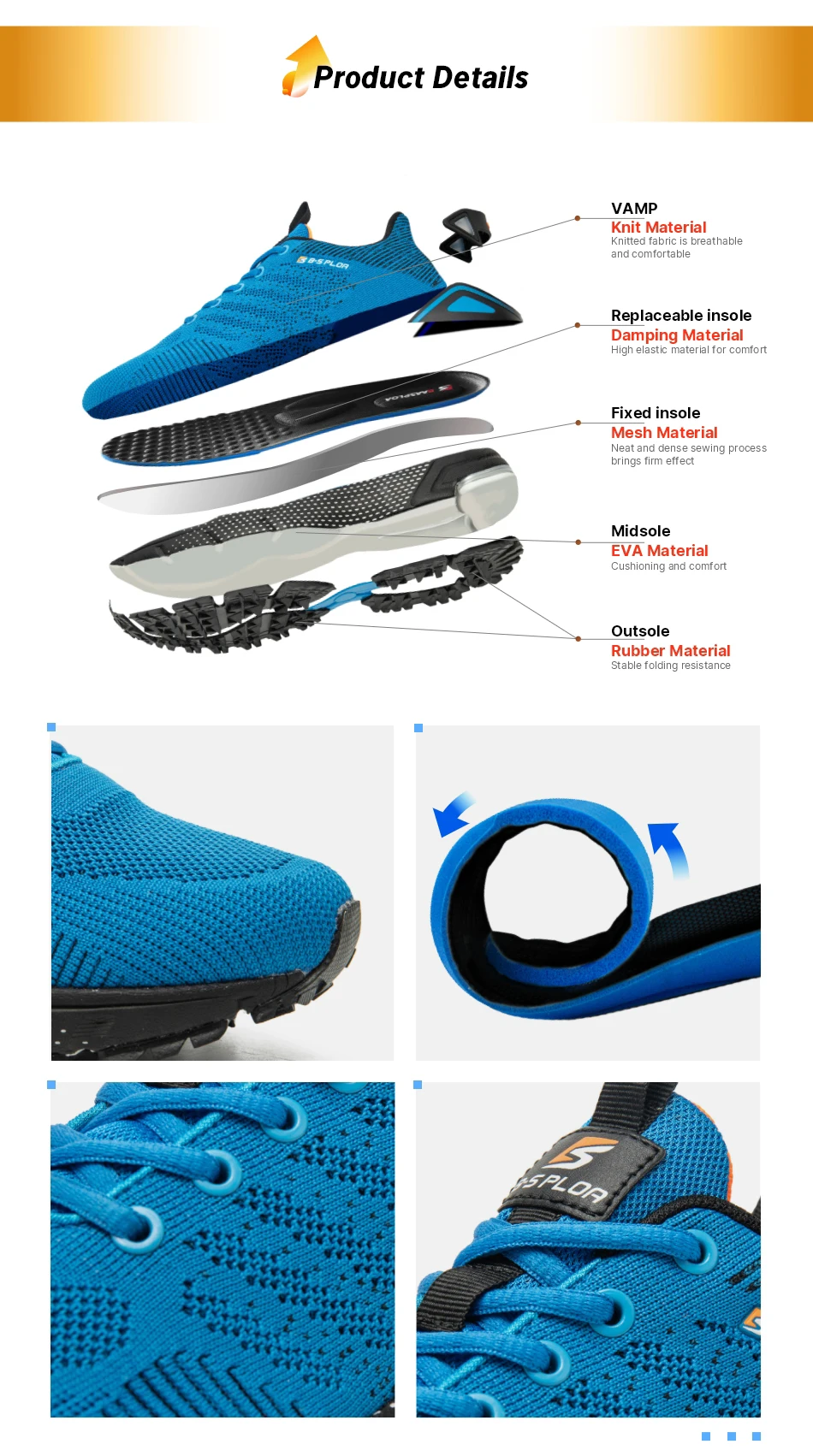 Baasploa Männer Laufschuhe Outdoor Leichte Atmungsaktive Lace up Tennis Schuhe Männlichen Casual Non-Slip Professionelle Sport Schuhe – Detail 4