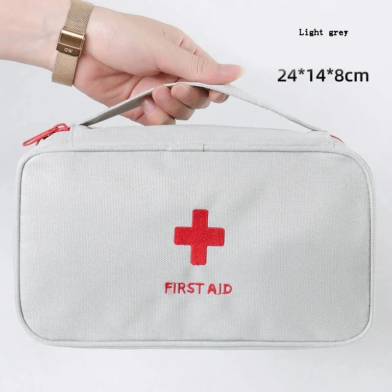 Portable First Aid Kit Oxford Cloth Travel Medical Storage Bag Red Blue Gray