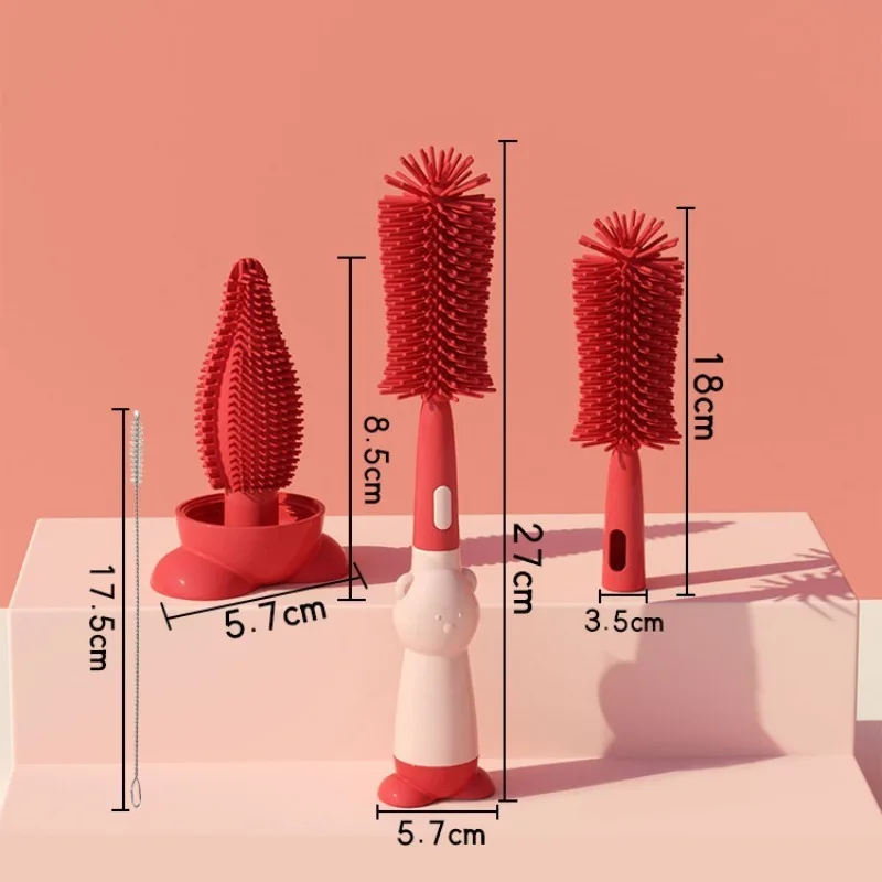 Silicone Bottle Brush Set Bottle Cleaning Brush Cleaner Set Long Handle 3 in 1 Multipurpose Baby Straw Cleaner cleaning brush bottle cleaning brush bottle brush cleaning brush set straw cleaning brush