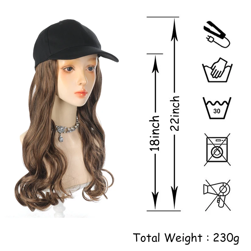 LUPU Hat Wig for Women Curly Baseball Cap Wigs with Curly Hair Extensions Wig Synthetic Curly Adjustable Hat Wigs