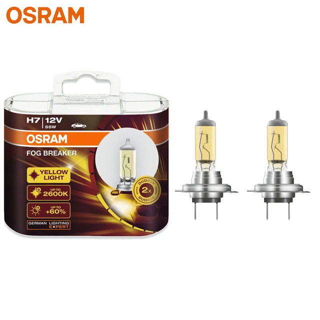 OSRAM H7 12V 55W 2600K 62210FBR Fog Breaker Xenon Yellow 200% Yellow Light  60% More Bright Car Halogen Hi/lo Beam OEM Bulbs Pair - AliExpress