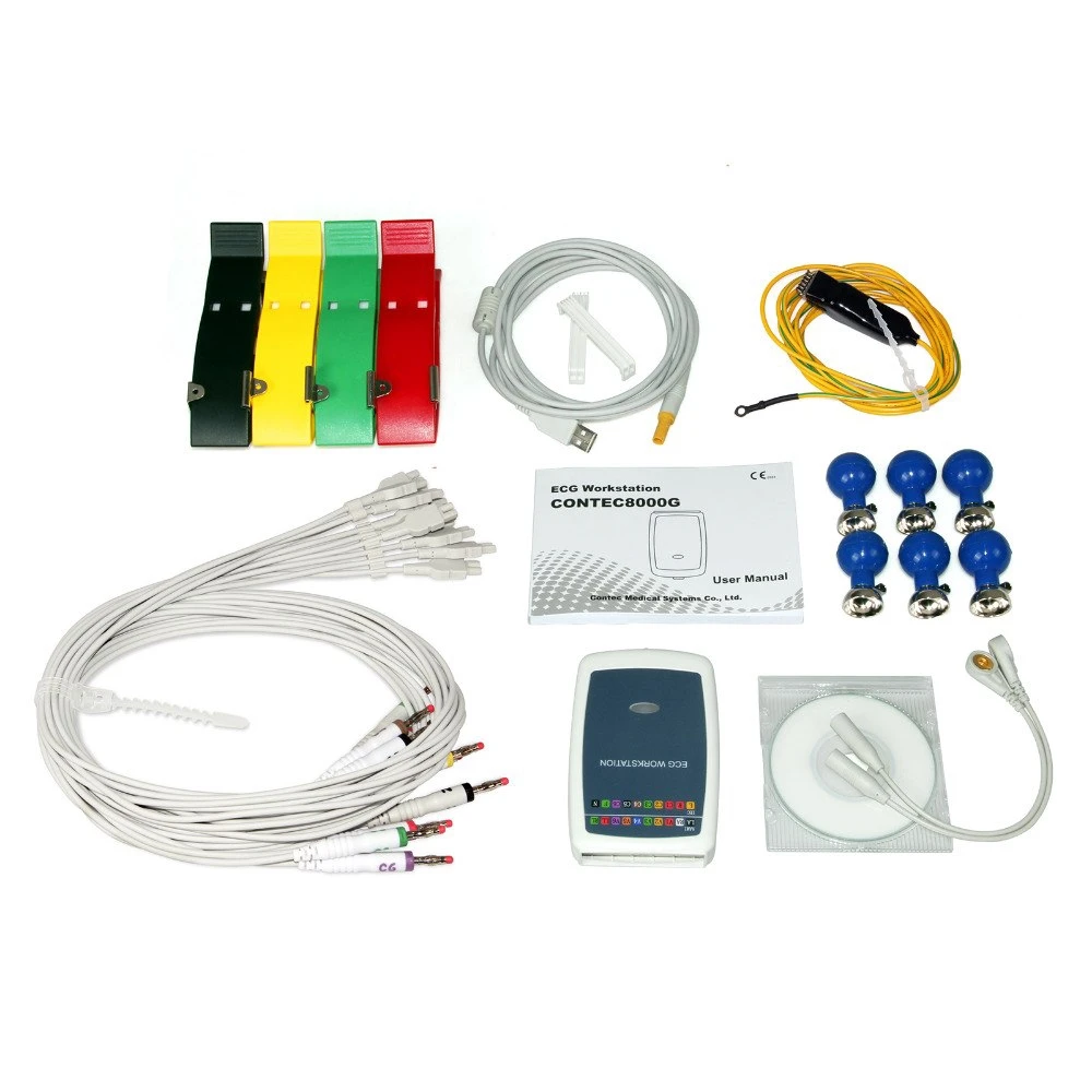 CONTEC8000G Workstation System, 12 Lead Rest PC Based E C G Portable Machine