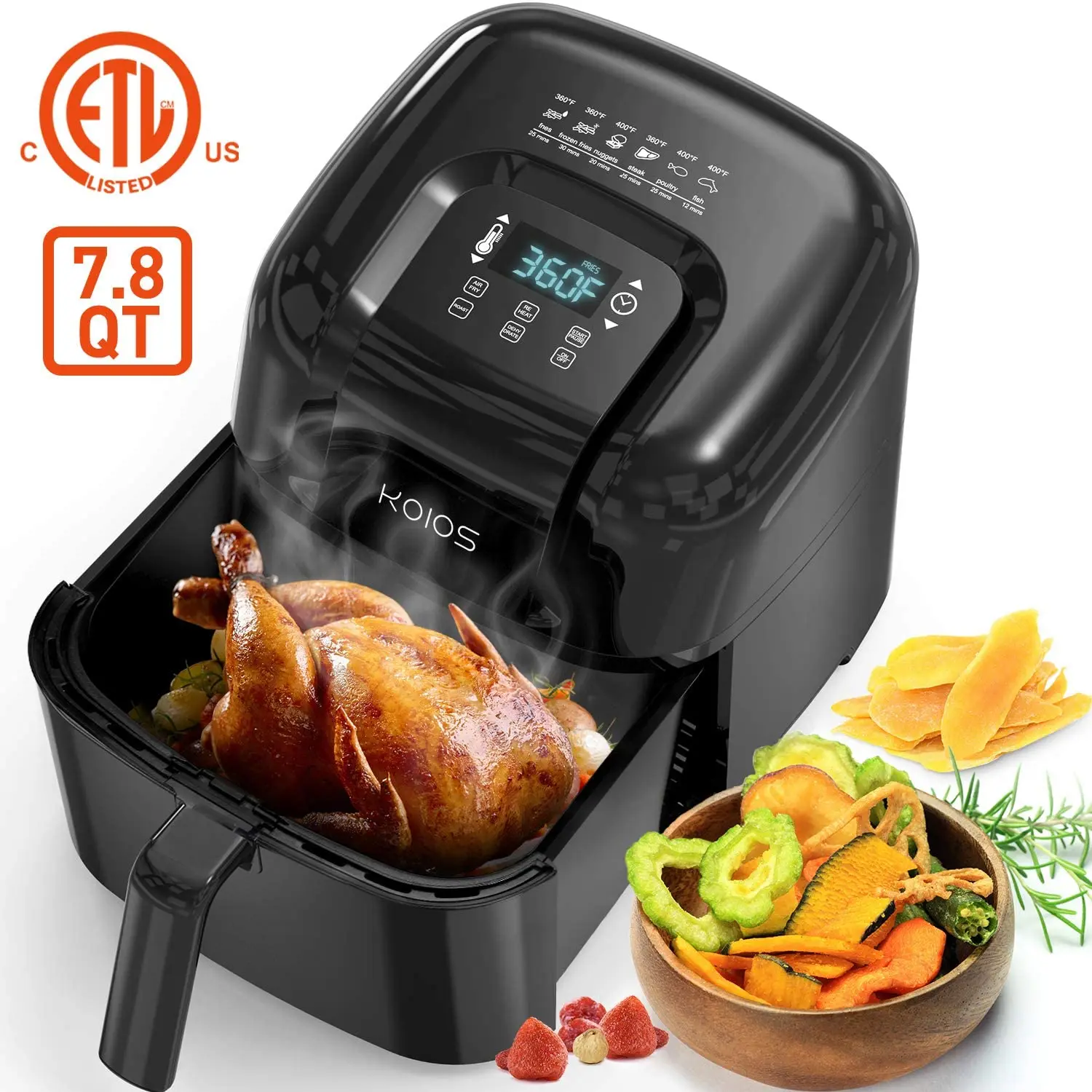 koios 6.8 quart large air fryer