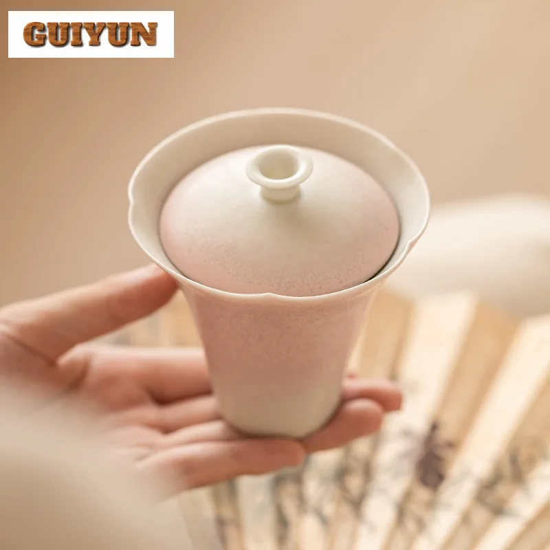 110ml Kiln Fambe Glaze Handmade Cover Bowl Chinese Style High-end Gaiwan Vintage Tea Tureen Tea Maker Teaware Decoration Gifts