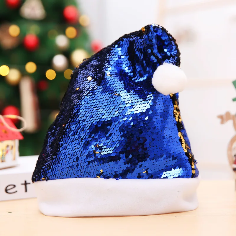 Shining Sequin Funny Party Hats for Adults and Kids Christmas Xmas Santa Hat Cap For Christmas New Year Festival Holiday Party