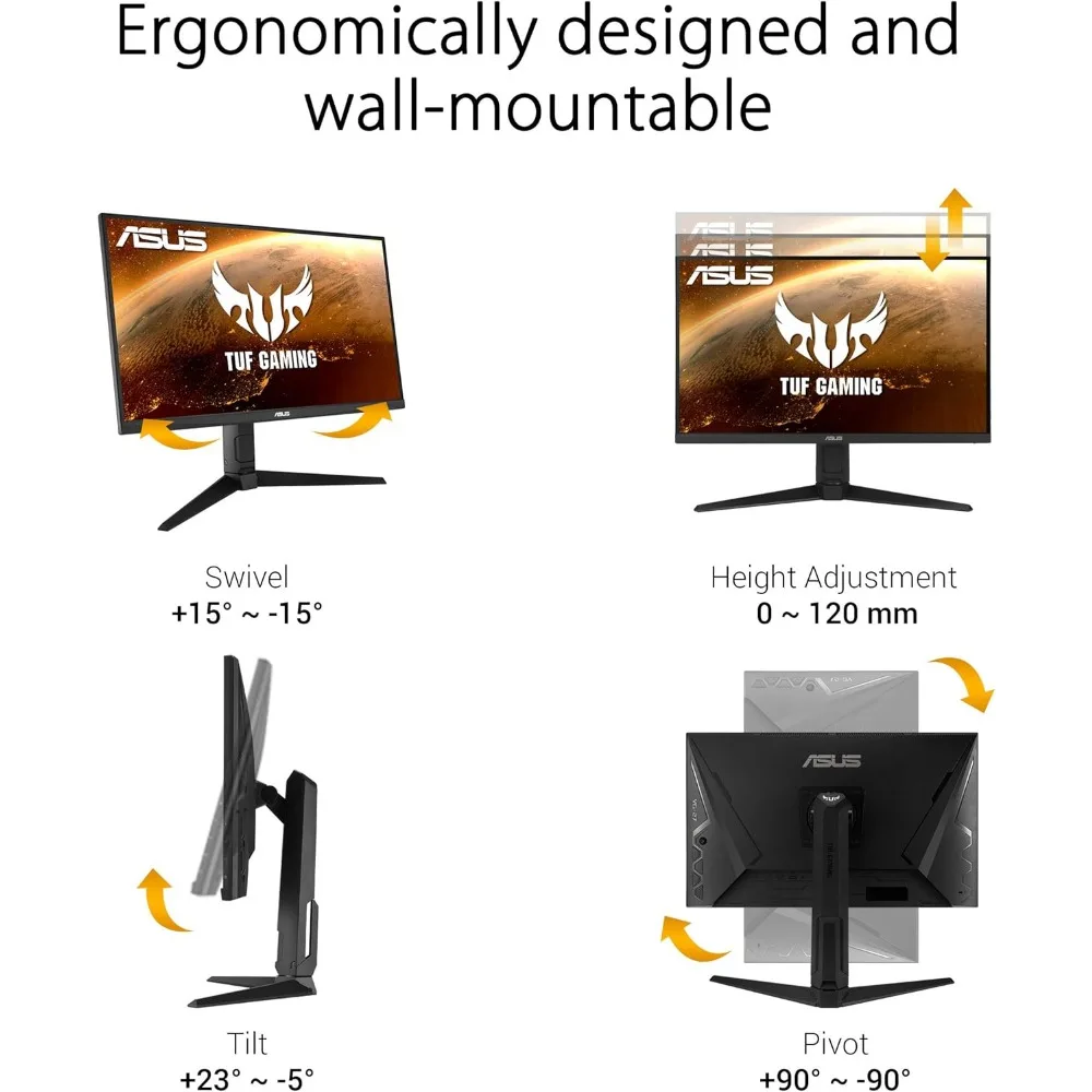 TUF Gaming VG279QL1A 27” HDR Gaming Monitor, 1080P Full HD, 165Hz (Supports 144Hz), IPS, 1ms, FreeSync Premium, 6