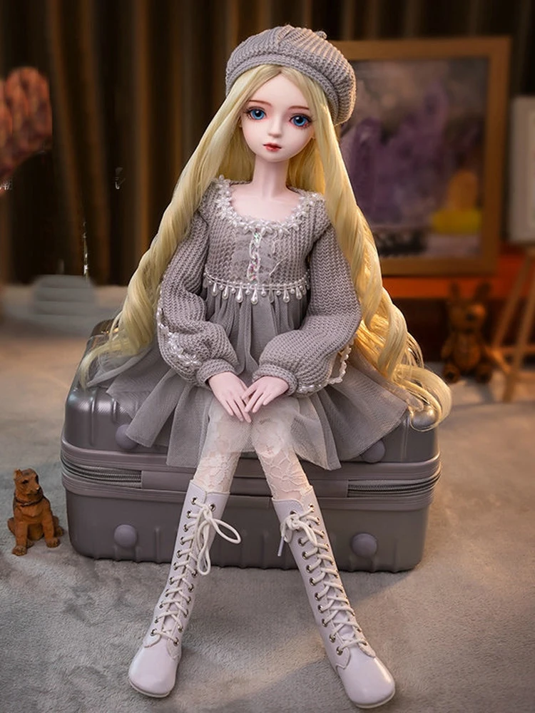 New High-end Handmade 1/3 Bjd Doll Glass Eyes 60cm Fashion City Girl Ball Jointed Doll Full Set Collection Toys Gifts for Girls