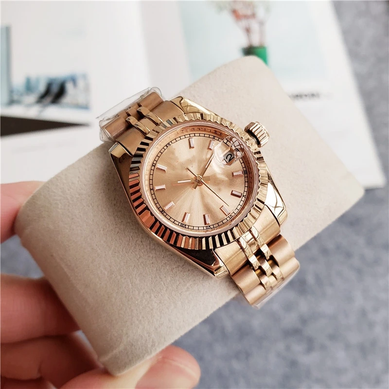 

2023 Ladies Luxury Automatic Machinery 26MM Gold Dial Stainless Steel 904L Perpetual Calendar High Quality AAA Watch