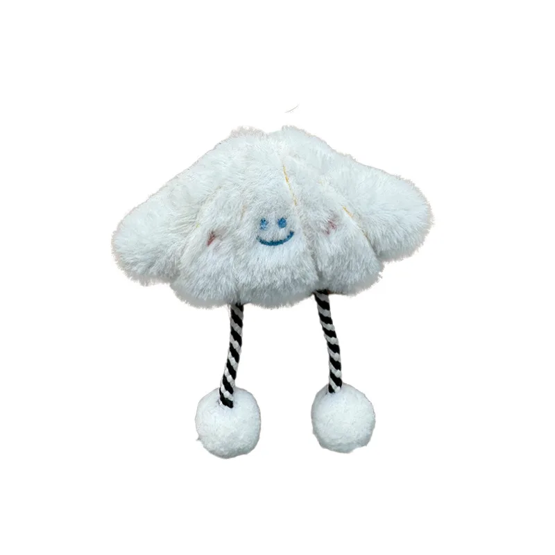 Set Di 2 Portachiavi In Peluche A Forma Di Nuvola, Bianco E Blu, 9x11 Cm, Morbidi Ciondoli Per Borse E Zaini Per Ragazze