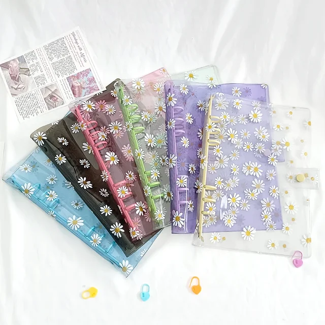 Classeur Transparent Daisy A5 Kpop, organisateur d'album Photo, carte photo, couverture de livre de collection avec 6 anneaux, Journal intime, fournitures scolaires 3