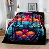 Gamer flannel Print Soft Blanket Cartoon Game Controller Comfortable Warm All Seasons  for Sofa Bed Bedroom Office Travel 1