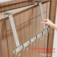 ตะขอแขวนเสื้อแบบไม่มีรูพรุนหรูหรา - ห้องน้ําสําหรับงานหนักและที่แขวนประตู, ไม่มีตะขอติดผนังเจาะสําหรับผ้าเช็ดตัว/เสื้อคลุม, การออกแบบประหยัดพื้นที่ 4