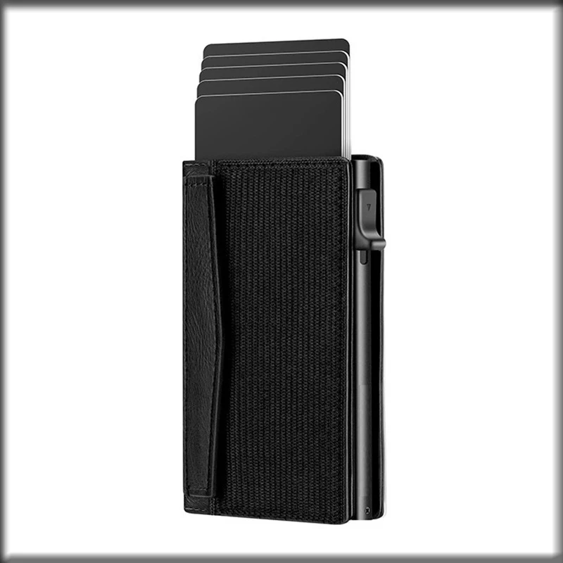 

Smart Elastic Wallet Card Holder Men Genuine Leather Rfid Thin Cards Case Small Slim Metal Aluminum Wallet for Men Package Purse