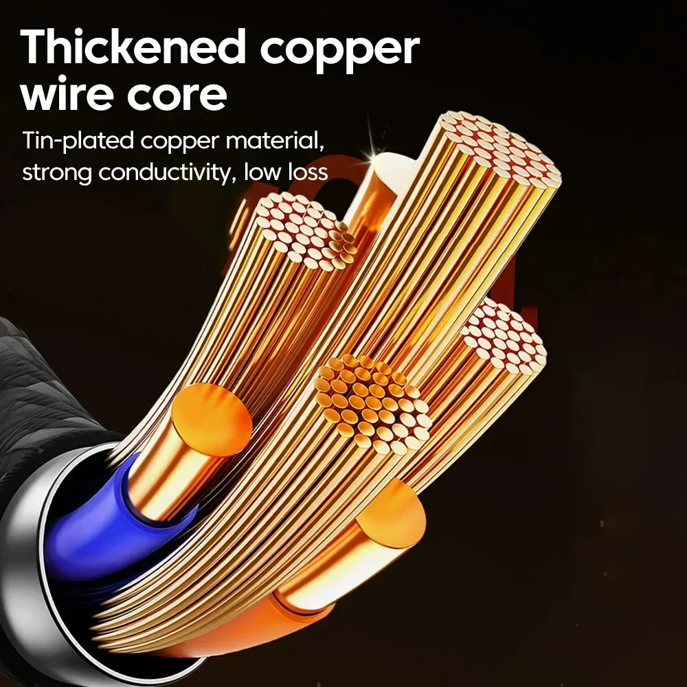 240W USB C Quick Charging Cable Nylon Braided Transparent USB Type C High-speed Charger Wire for Samsung Huawei Xiaomi Data Line