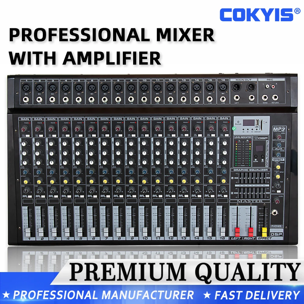 파워 앰프 16 채널 믹서 앰프, 700W 16DSP 효과, 블루투스 USB 홈, 48V 디지털 믹서, DJ 앰프, 2 채널