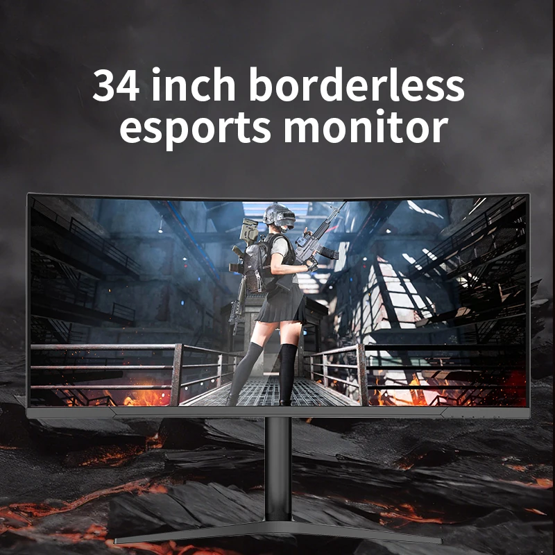 새로운 34인치 4K 75Hz 144Hz 165Hz 와이드 스크린 커브드 e스포츠 게이밍 모니터 가정용 사무용 비즈니스 LCD LED RGB 디스플레이 높이 조절 가능