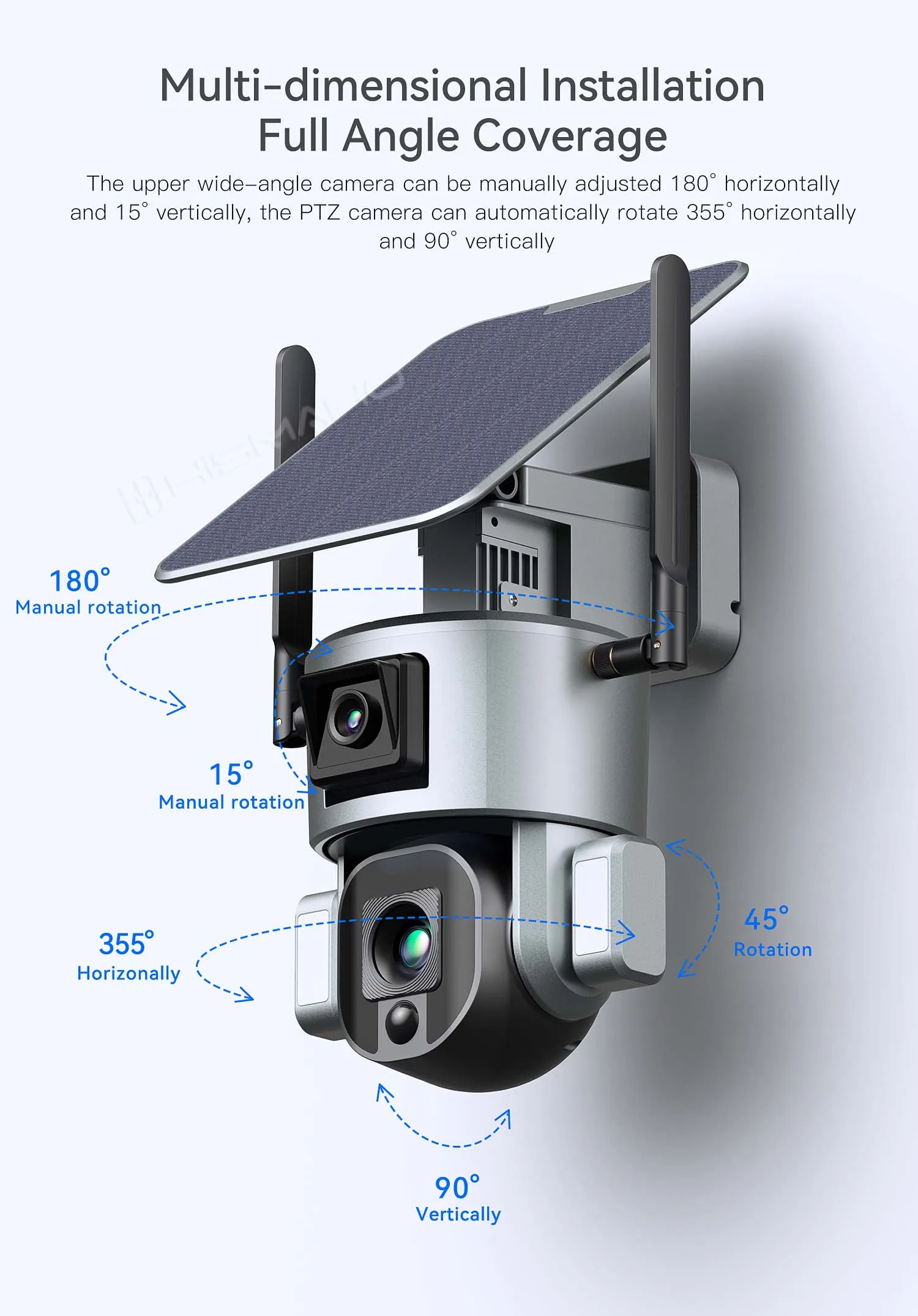 Cámara solar de doble lente 4k 8MP tarjeta SIM 10x zoom óptico inalámbrica  WiFi videovigilancia protección de Seguridad CCTV Cámara IP de seguimiento  de forma humana 6w células solares recargables