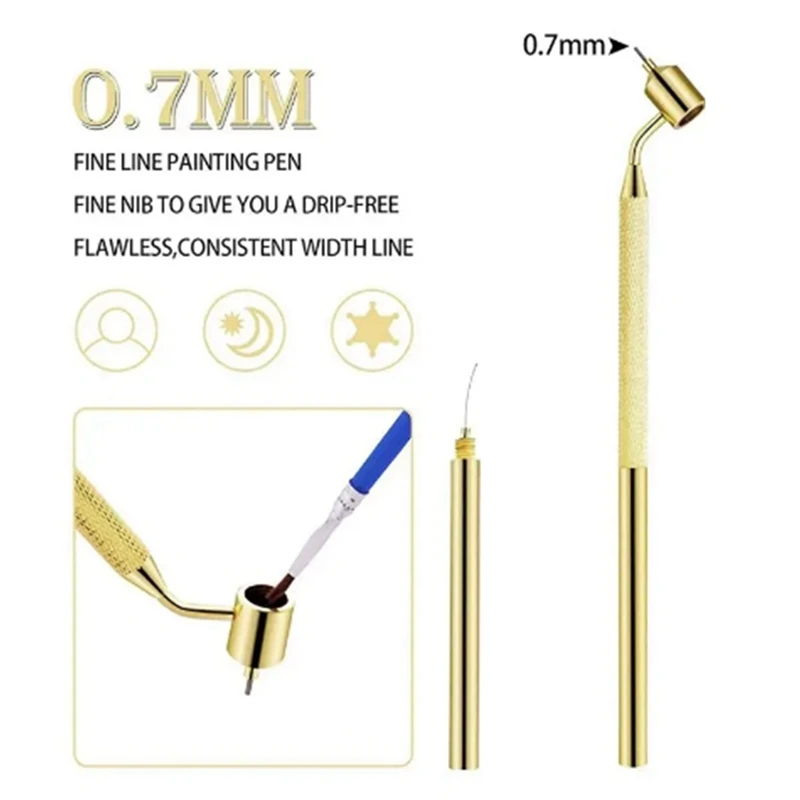 Paint Pen Art Pens 0.3Mm Slanting Fine Line Painting Pen Fluid Writer Pen Aluminum Fineliners Paint Sketch Portable Drawing Tools Easy Install