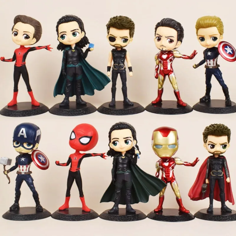 Avengers Alliance Anime Captain America Iron Man Spider Man Loki Figure Doll Toy Case Decorazione Desktop Regalo A Sorpresa Di Natale