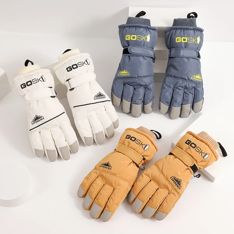 Winter Ski Gloves for Kids Warm Thicken Mittens Anti Slip Waterproof for Boys Girls Outdoor Sports Children Skiing Gloves 3