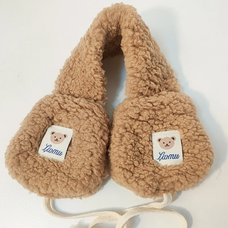 

New Fashion Korea Women Winter Warm Plush Earmuff Ear Warmer Cute Bear Adults Kids Tie Plush Earmuffs