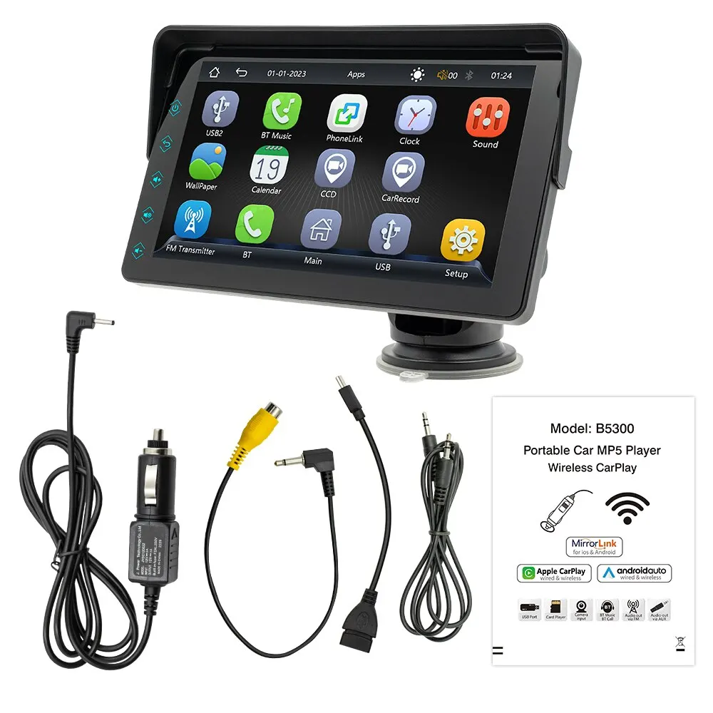 7inch Car Radio Multimedia Video Player Wireless Carplay Wireless Android Auto Touch Screen Sun Visor car stereo touch screen display car display