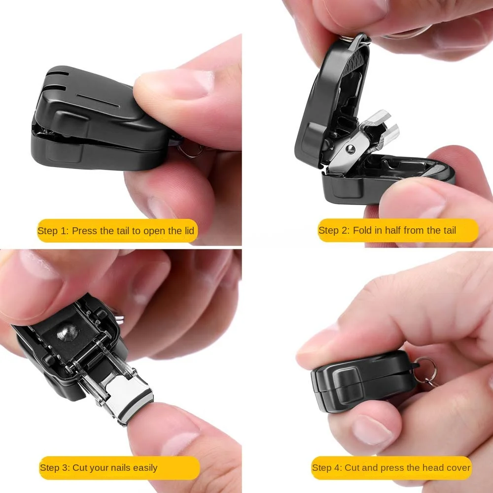 Stainless Steel Mini Nail Clipper Keychain Bag Pendant Car Key Decor Mini Nail File Manicure Foldable Fingernail Clipper Travel