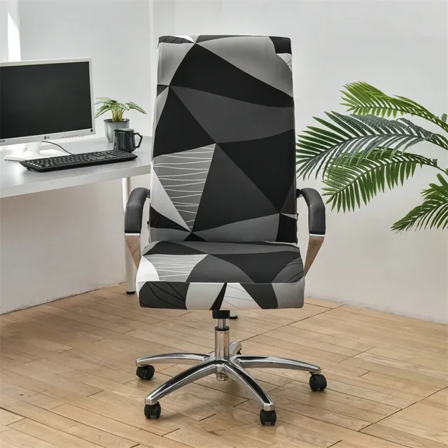 1PC Geometric Printed Office Chair Cover Stretch Spandex Gaming Armrest Chairs Slipcovers Elastic Rotating Seat Protector Case 4