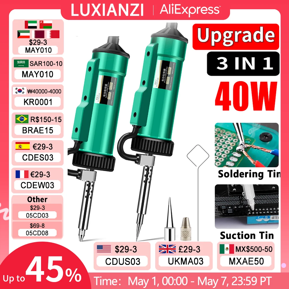 Ventosa Saldatura Elettrica 30W ADT-3 - Pompa Dissaldante Automatica Per Circuiti Integrati