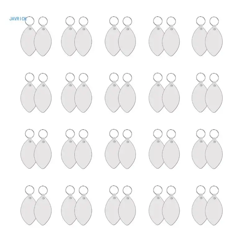 40 Pcs Sublimation Blank Keychain with Metal Keyring Heat Transfer Keychain for Christmas Children's Day Birthday Gift