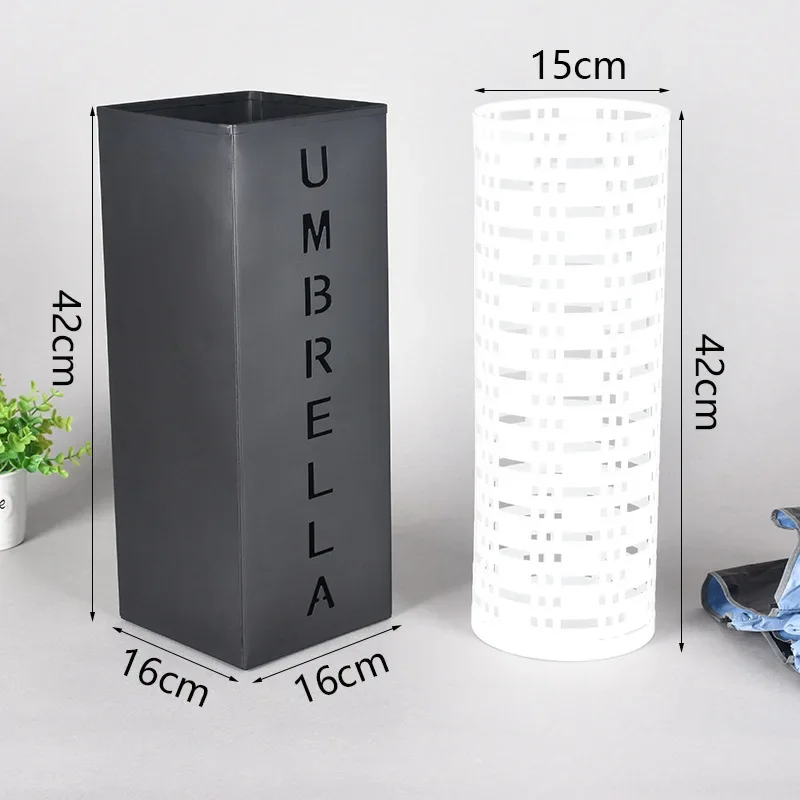 Metal Umbrella Stand Newspaper Magazine Storage Organizer Stamped Embossed Square Design Dried Flower Vase Holder