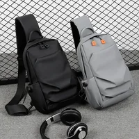 New Men's And Children's Chest Bag Waterproof Trend Simple Usb Charging Solid Color Multifunctional Messenger Bag Shoulder Bag 1