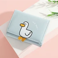 Creative Cartoon Luck Duck Design Women's Wallet PU Leather Bank Card Holder Kawaii Short Fold Wallets Cash Clip Women's Purses 2
