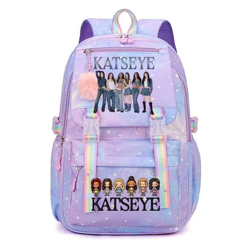 Girls School Bags Kpop KATSEYE Backpack Teenager Fashion Casual School Bags Lightweight Daypack for Student Women Travel Daypack - 2