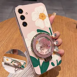 Elegant White Floral Plating Phone Case Cover - Galaxy A71 4G (Pink)