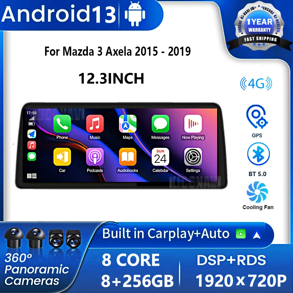 

12.3' Car Radio Android 13 For Mazda 3 Axela 2015 - 2019 Multimedia Radio Player GPS Navigation Video Stereo Audio Head Unit