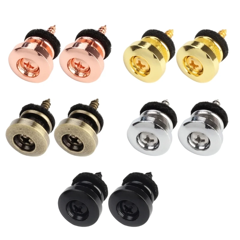 Dropship 2Pcs/pack Guitar Strap Buttons End Pins with Mounting Screws and Felts Cushions Metal Guitar Strap Locks Strap Buttons