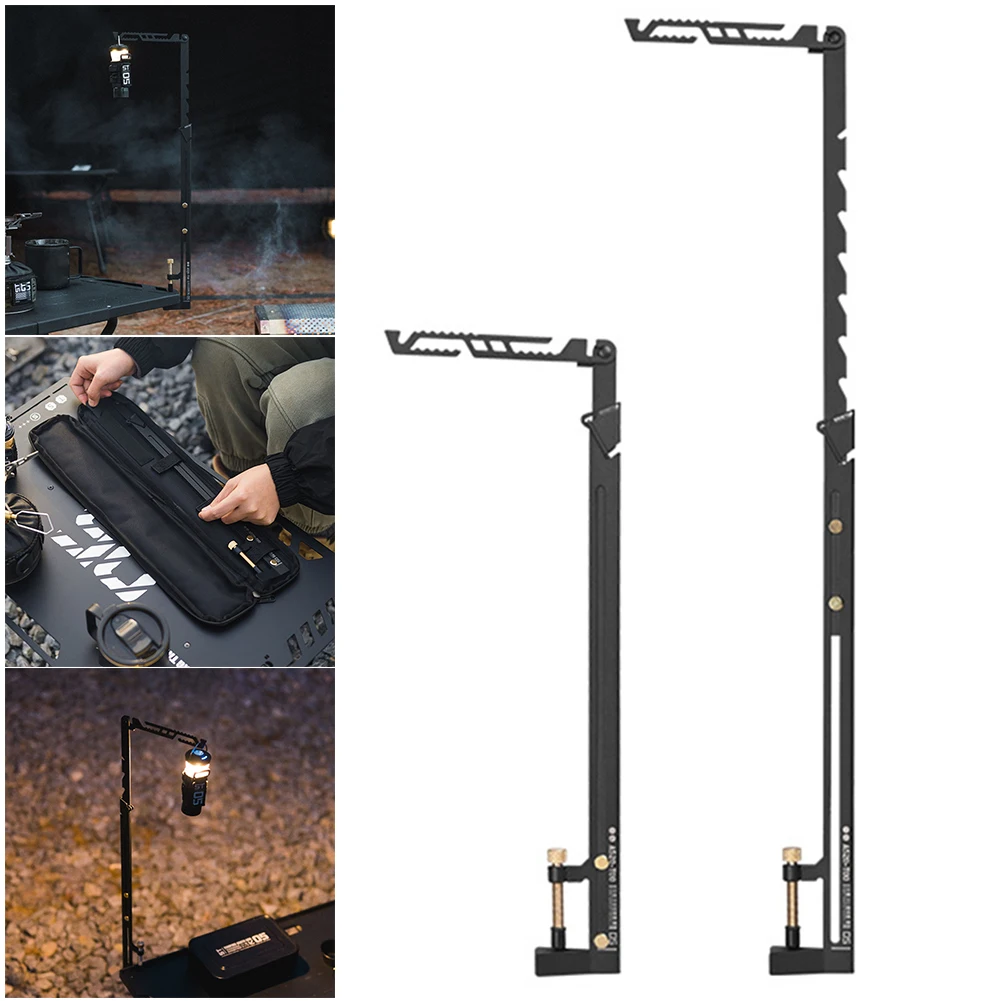 Camping Lantern Stand Stainless Steel Folding Light Stand Pole 8 Adjustable Height for Table Thickness Less Than 28mm
