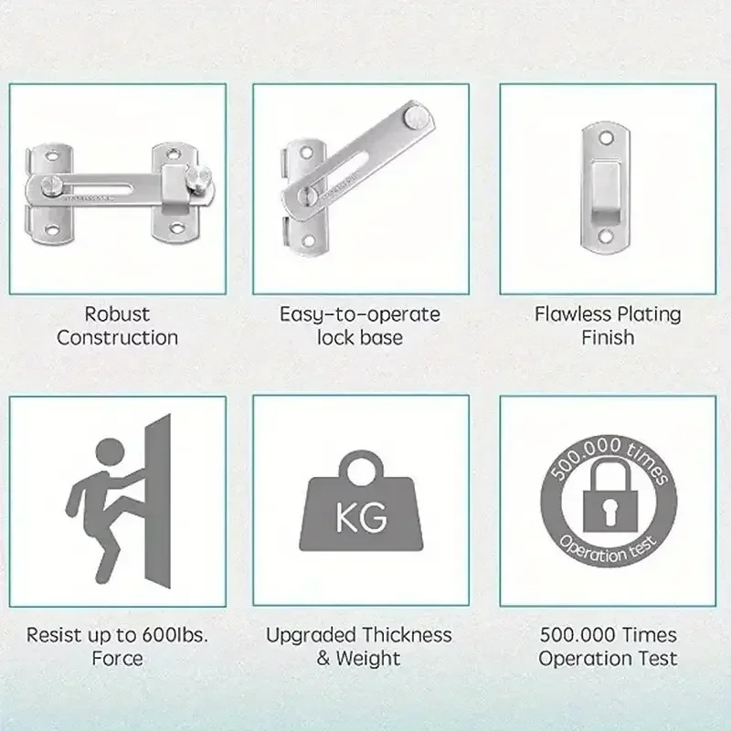 1Pcs Stainless Steel Sliding Barn Door Lock Hardware Gate Latches Window Closet Matte Black Silvery sliding door latch