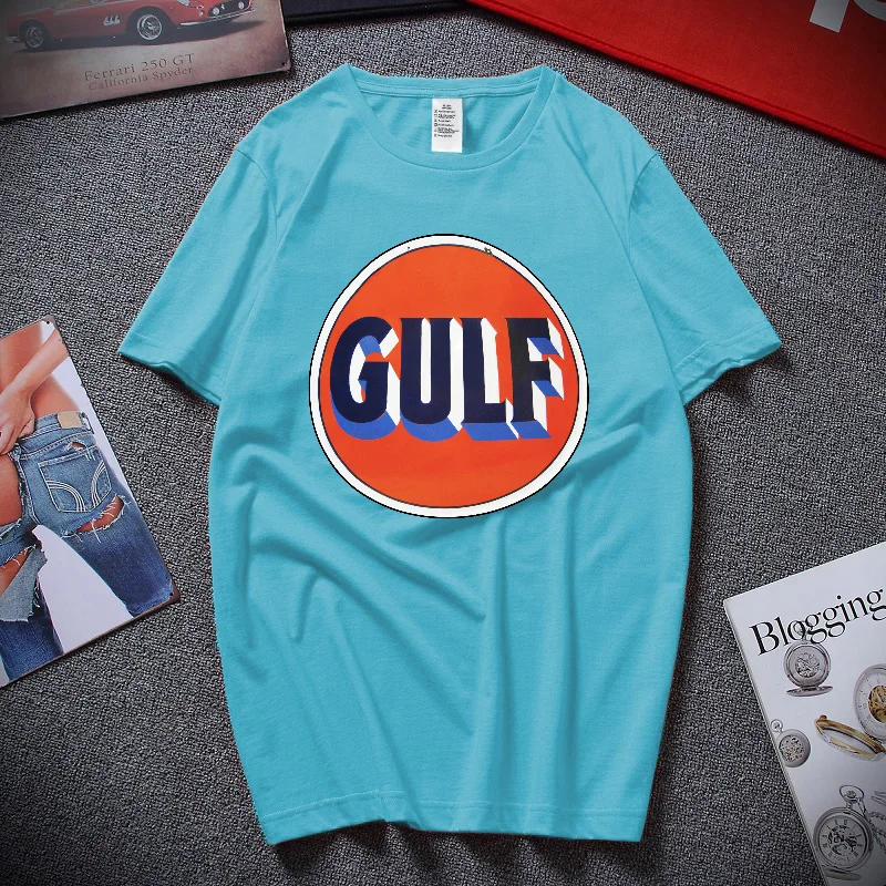 

2022 Summer Fashion Super GULF Printed Cotton Short Sleeve Top Men's Hip Hop Style Round Neck Casual Sports Comfortable T-Shirt
