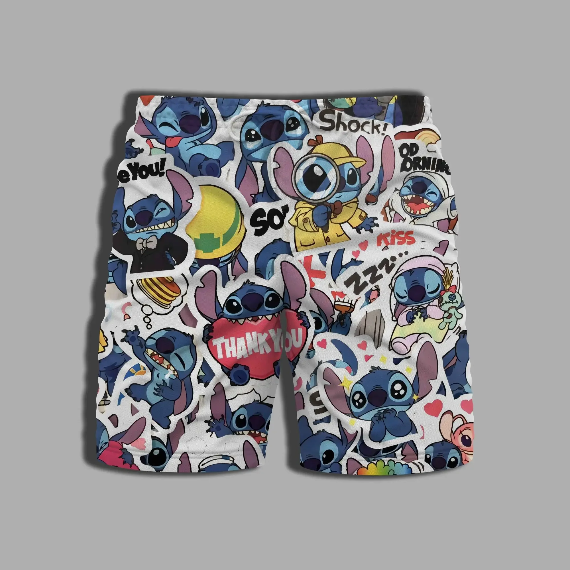Summer Men's Shorts Disney Stitch Shorts 3D Printing Swimming Trunks Beach Quick-drying Men's Shorts New Hawaii Men's Clothing 6
