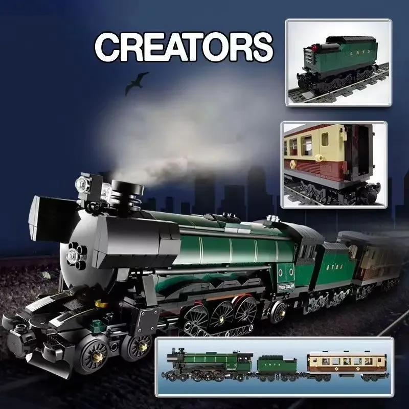 Building Blocks Toys 1085pcs Creative Expert Emerald Classic-styled Train Night Steam Locomotive 21005 Building Blocks Sets Compatible With Model
