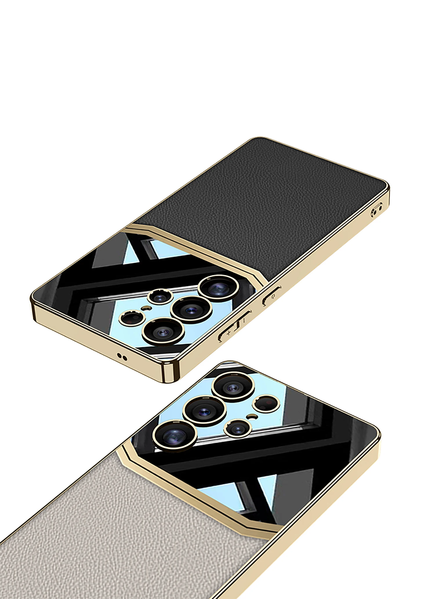 Luxury Plating Leather Case For Samsung Galaxy S25 S24 S23 Ultra Camera Protecti
